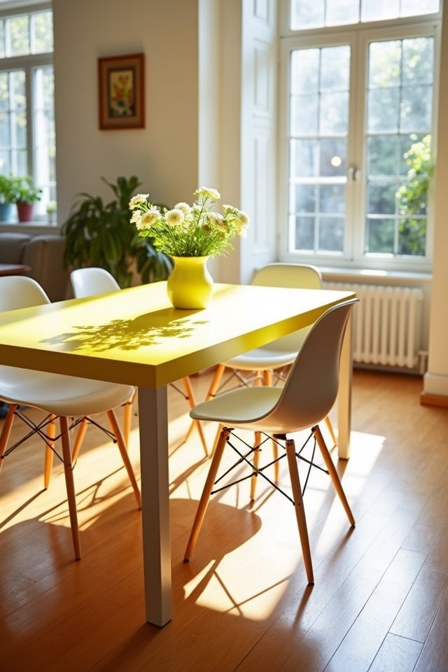 vibrant yellow dining centerpiece