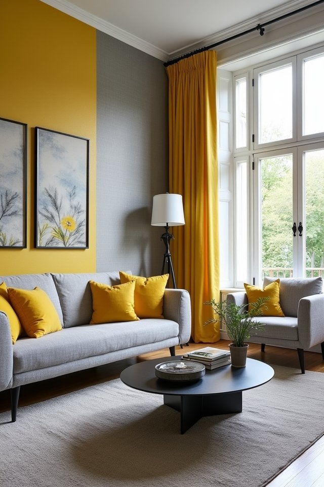 vibrant yellow grey wallpaper