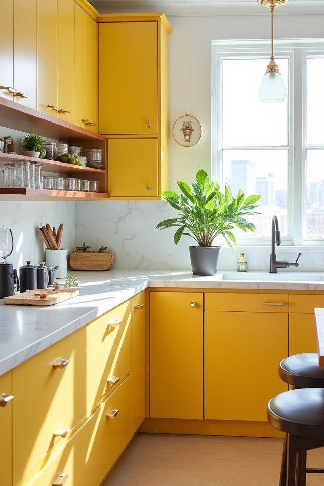vibrant yellow kitchen transformation