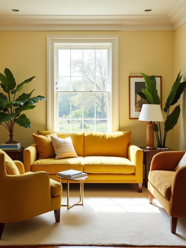 vibrant yellow living room