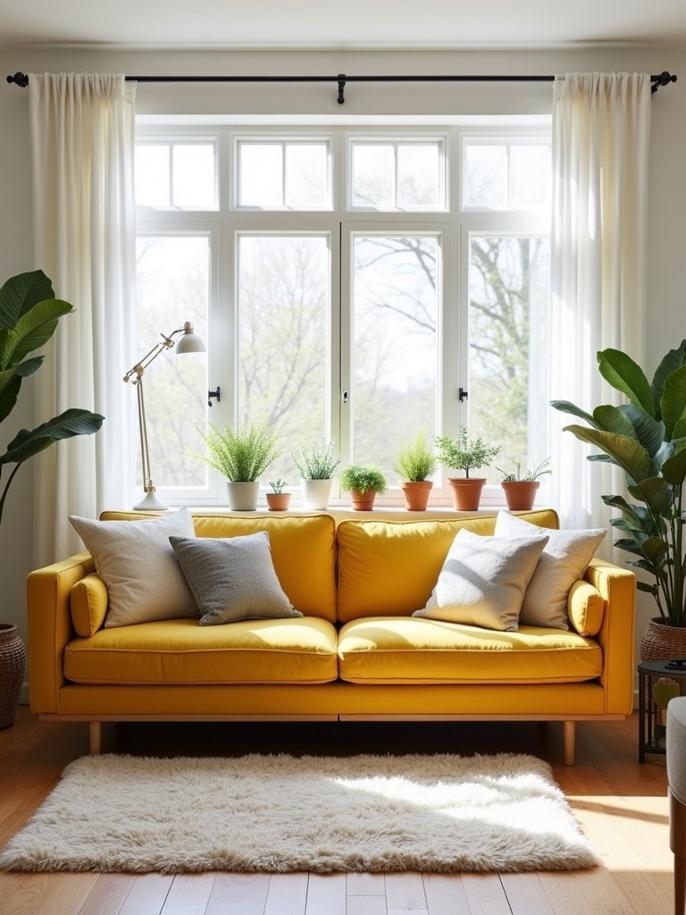 vibrant yellow sofa joy