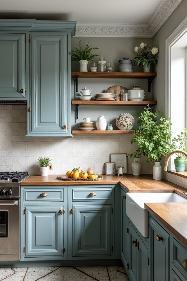 vintage blue gray cabinet charm