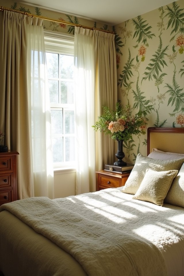 vintage botanical bedroom decor