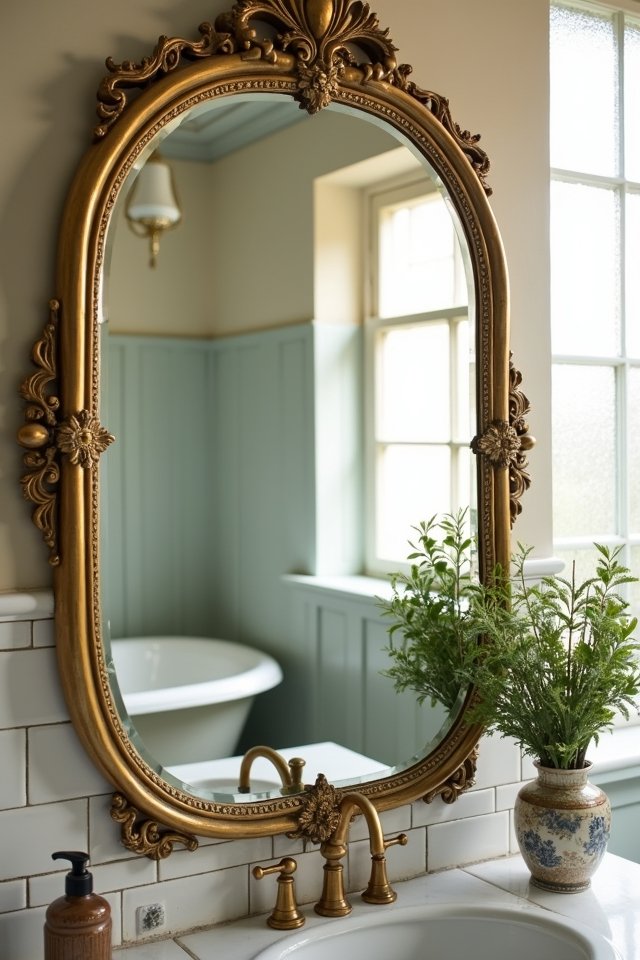 vintage brass mirror elegance