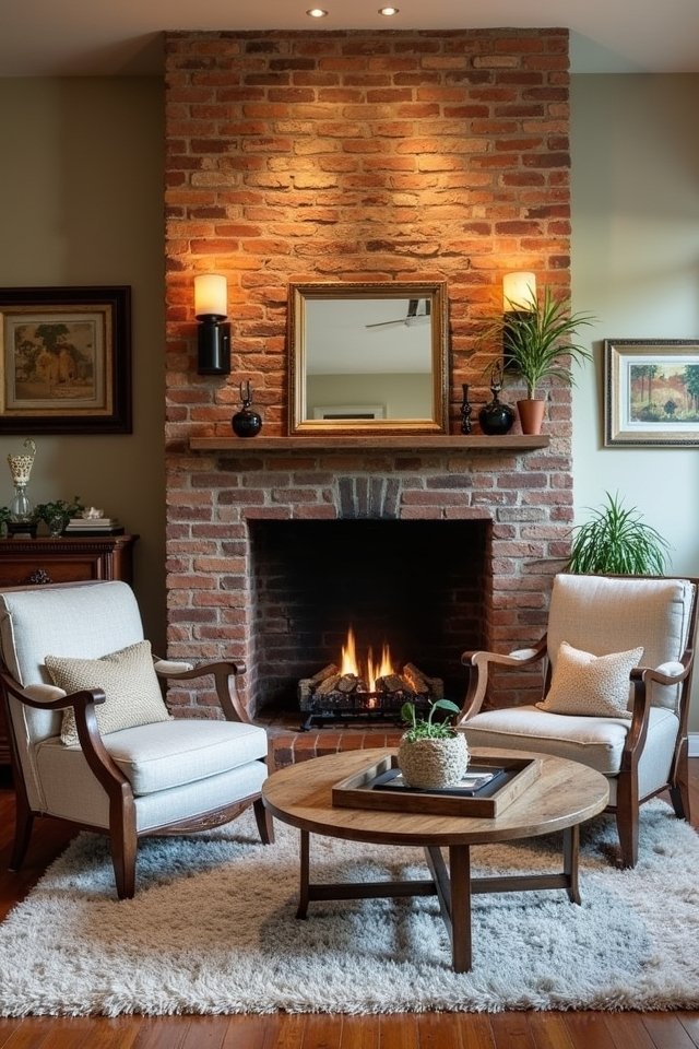 vintage brick fireplace charm