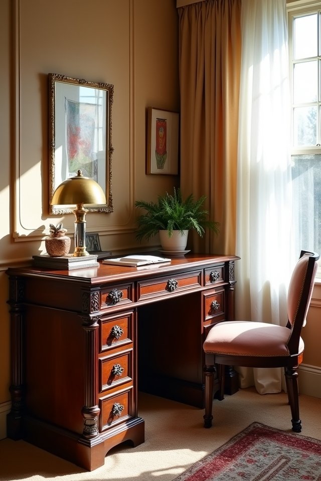 vintage desk adds charm