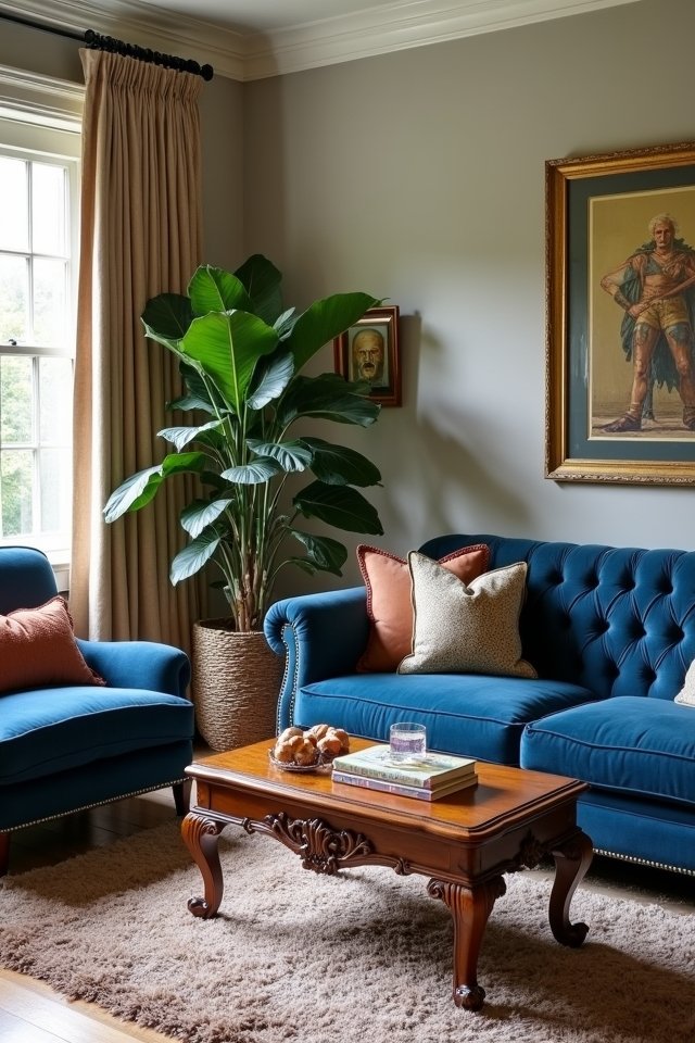 vintage furniture blue upholstery