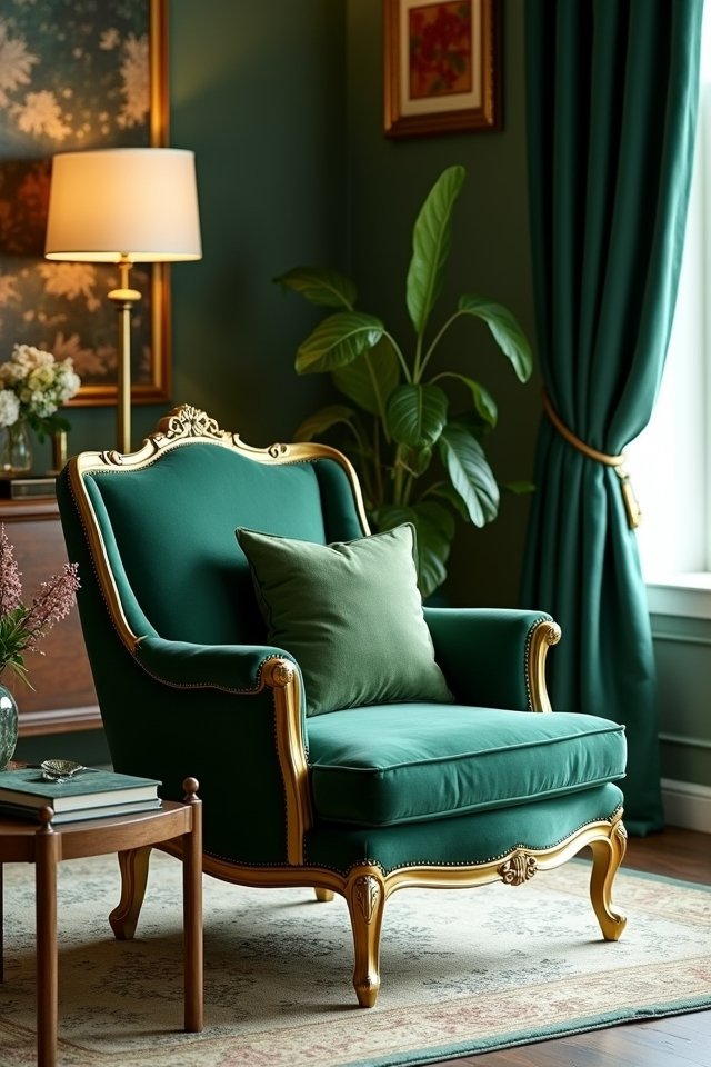 vintage green armchair elegance