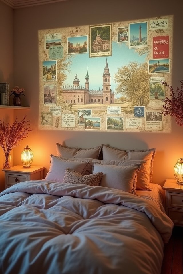 vintage postcard bedroom decor