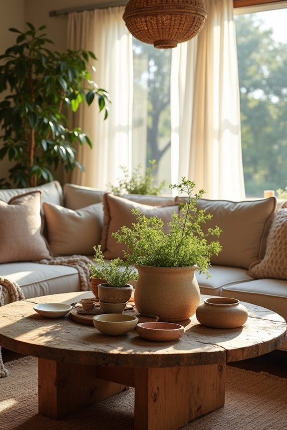 vintage pottery adds warmth