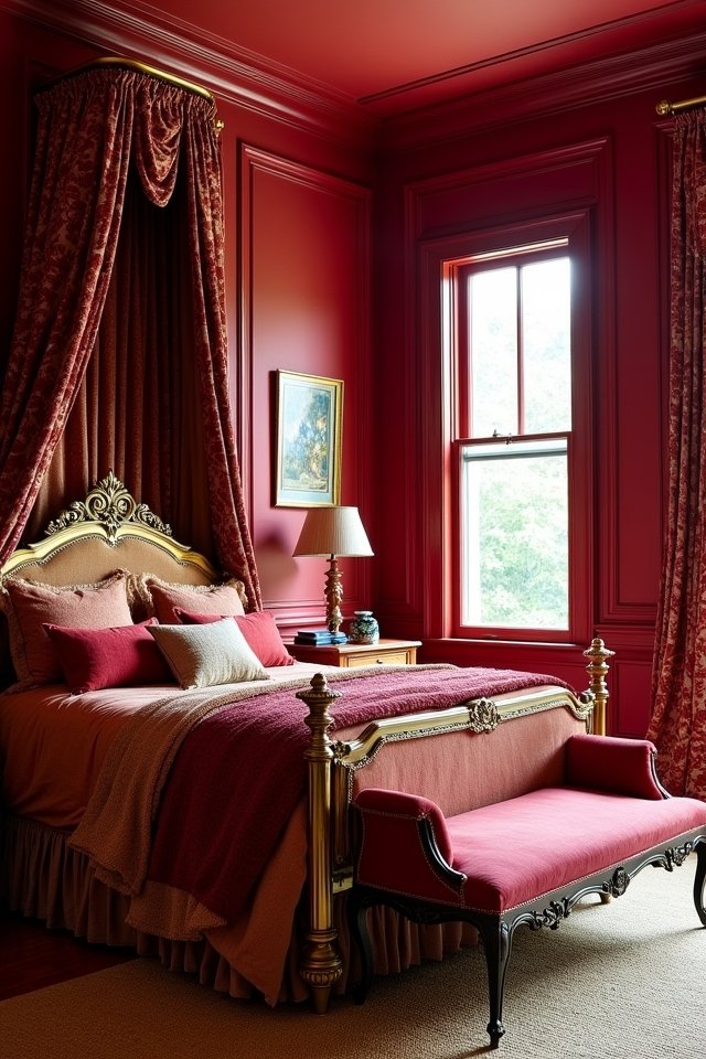 vintage red bedroom decor