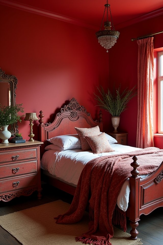 vintage red furniture charm