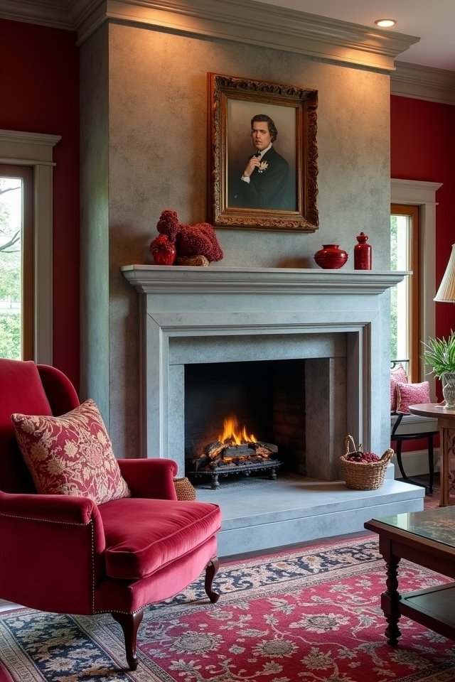 vintage red meets modern grey