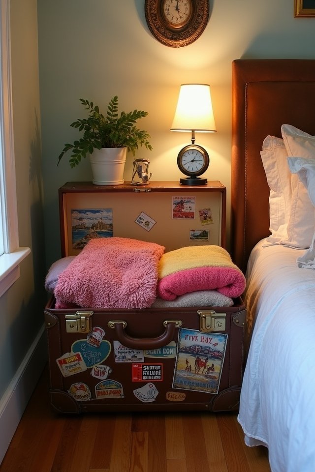 vintage suitcases as storage