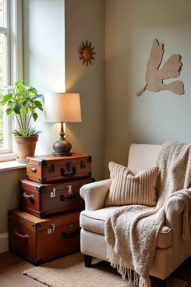 vintage suitcases stylish storage