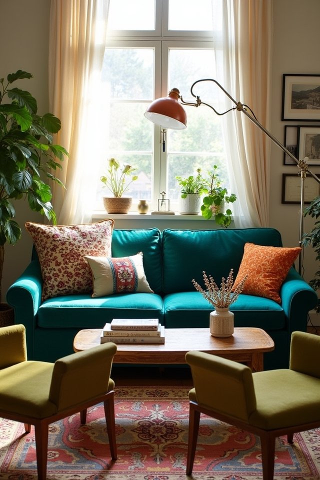 vintage teal and olive decor