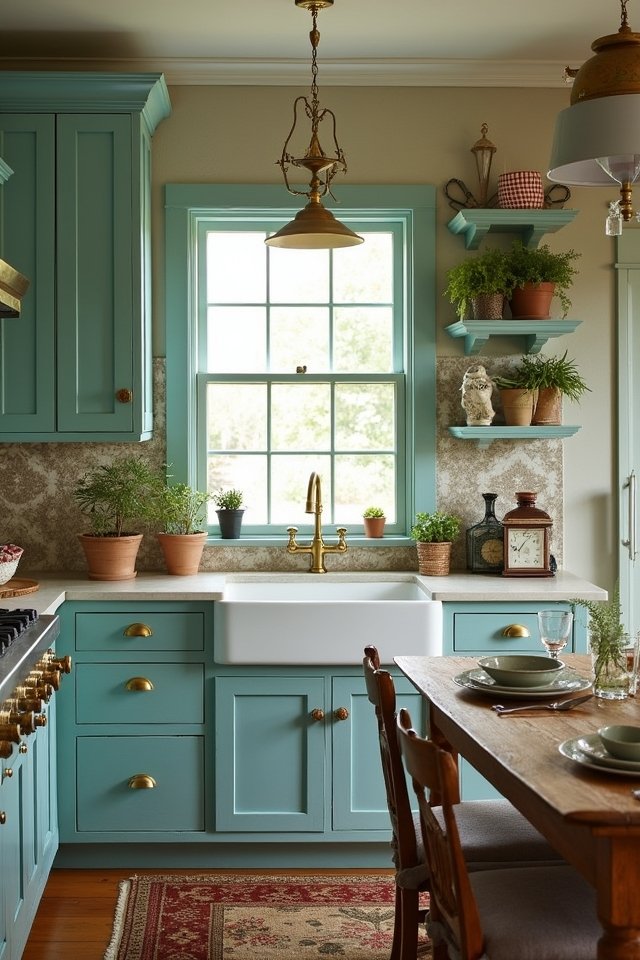 vintage teal kitchen charm