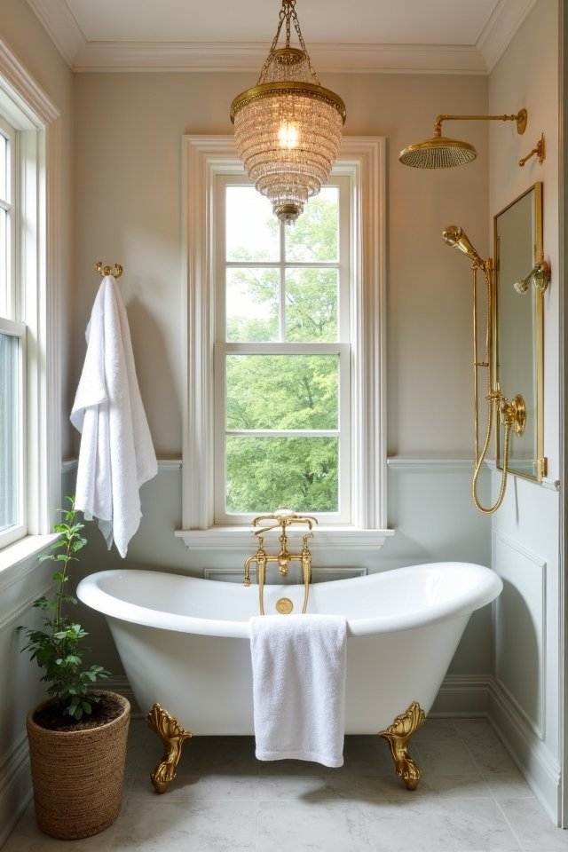 vintage tub and rain shower