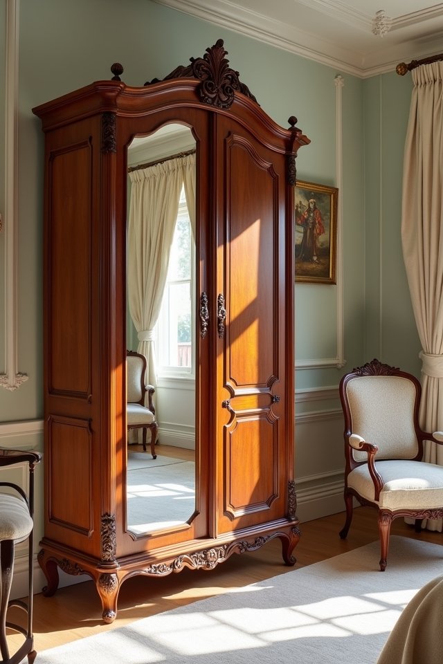 vintage wardrobe with mirror