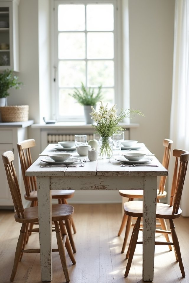 vintage whitewashed dining table