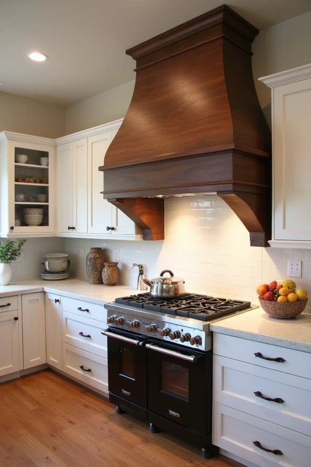 walnut custom range hood elegance