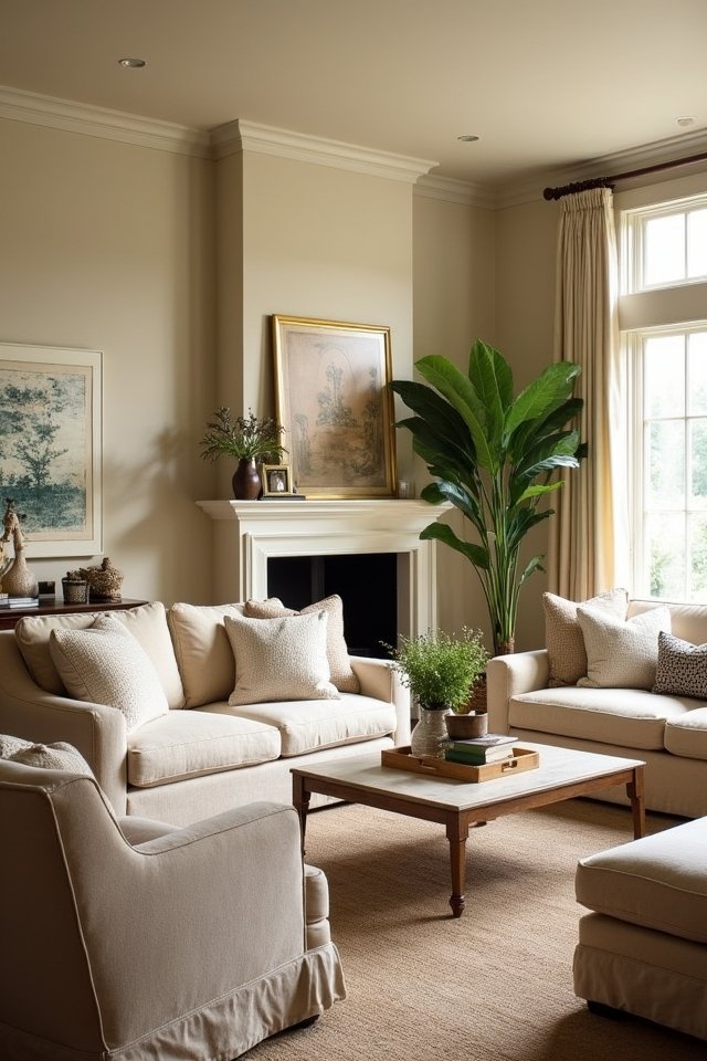 warm beige living room elegance