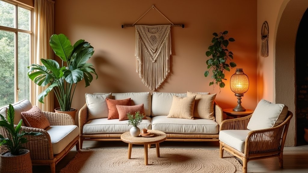 warm boho living room ideas