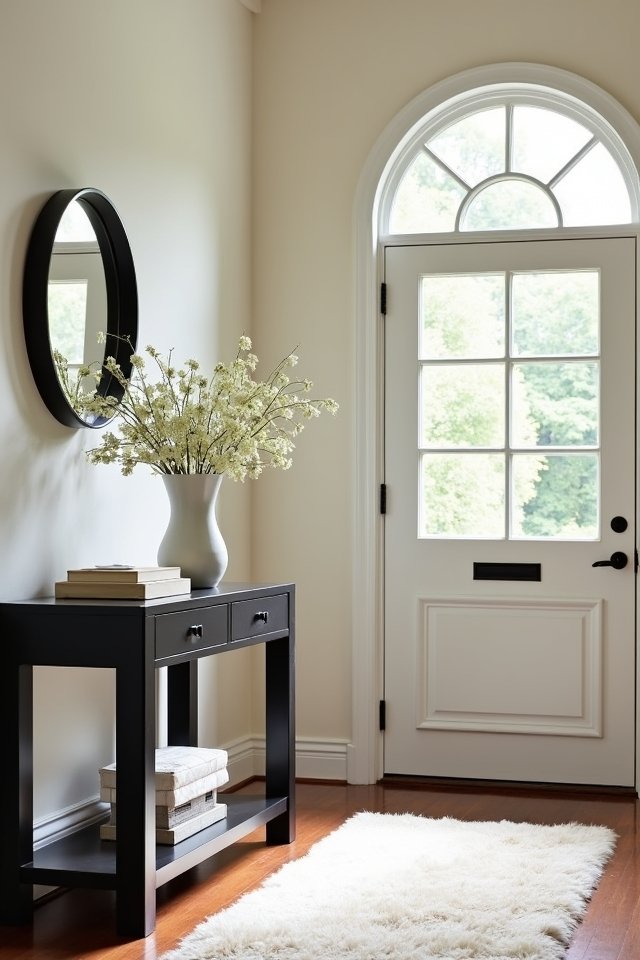 warm cream and black entryway
