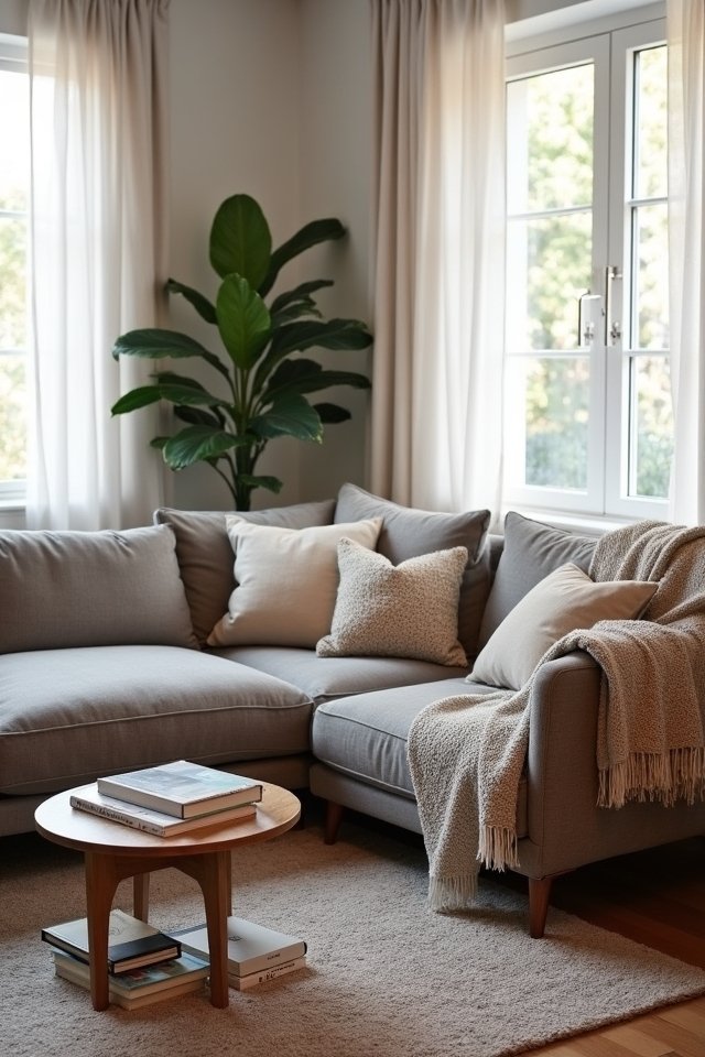 warm grey living room elegance