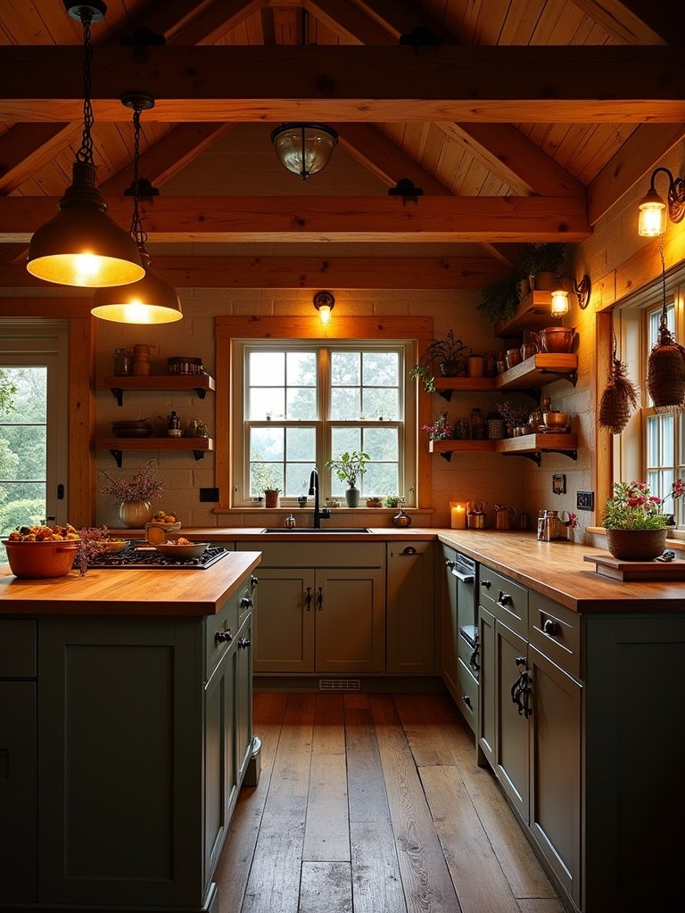 warm inviting kitchen lighting