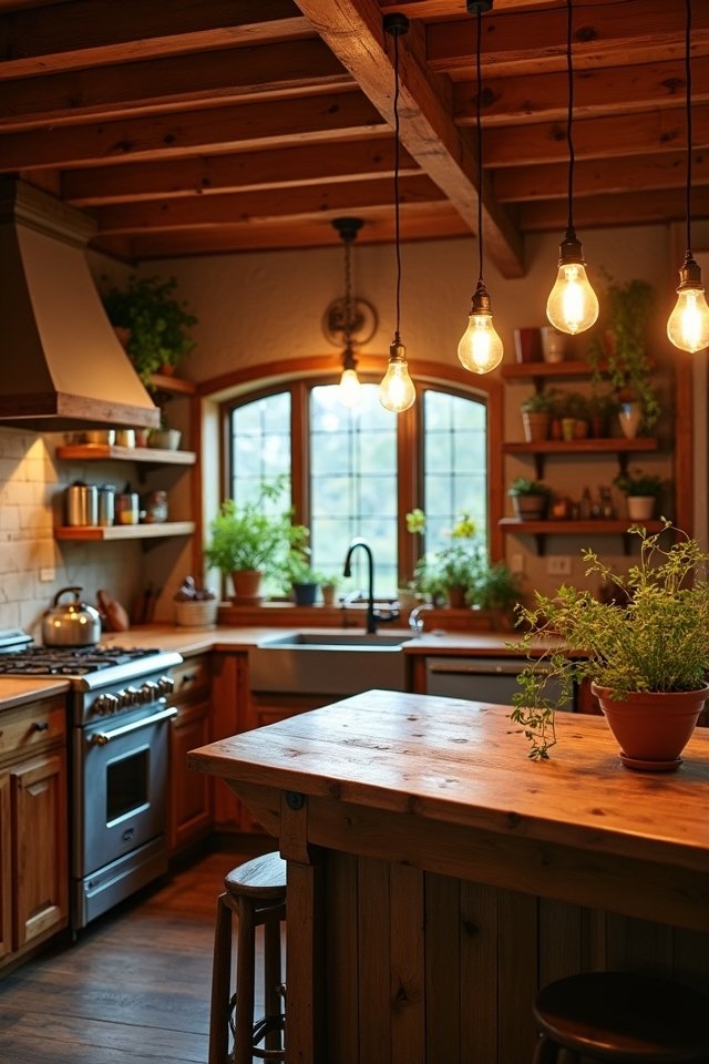 warm lighting wooden fixtures
