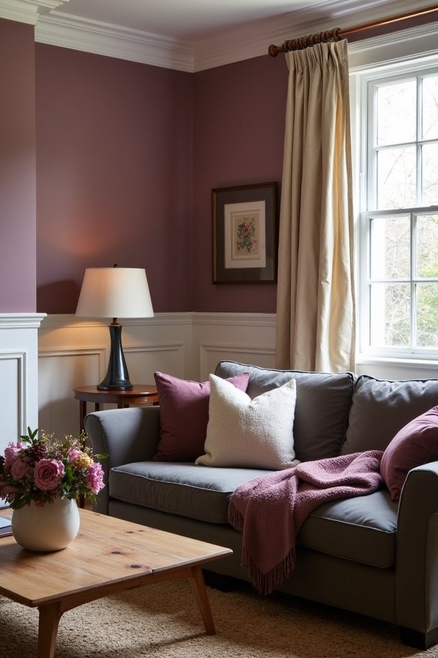 warm mauve living room oasis