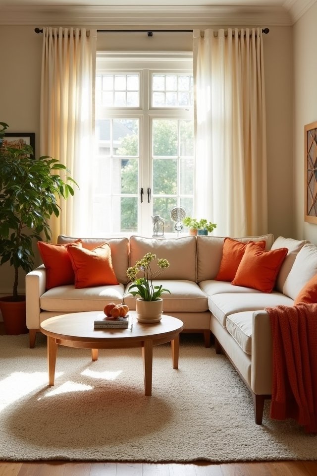 warm orange with neutrals