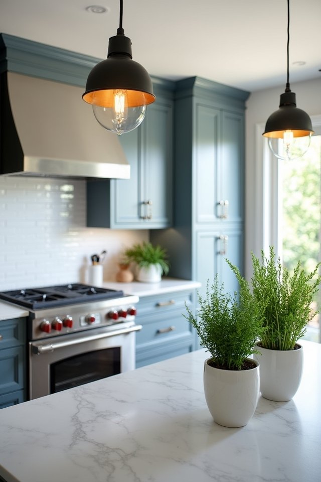 warm slate blue kitchen elegance