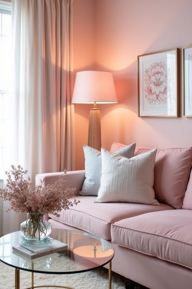 warm soft pink lighting