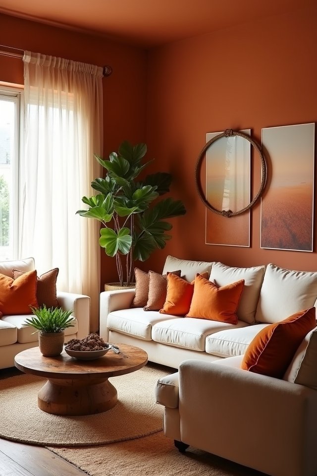 warm terracotta living room