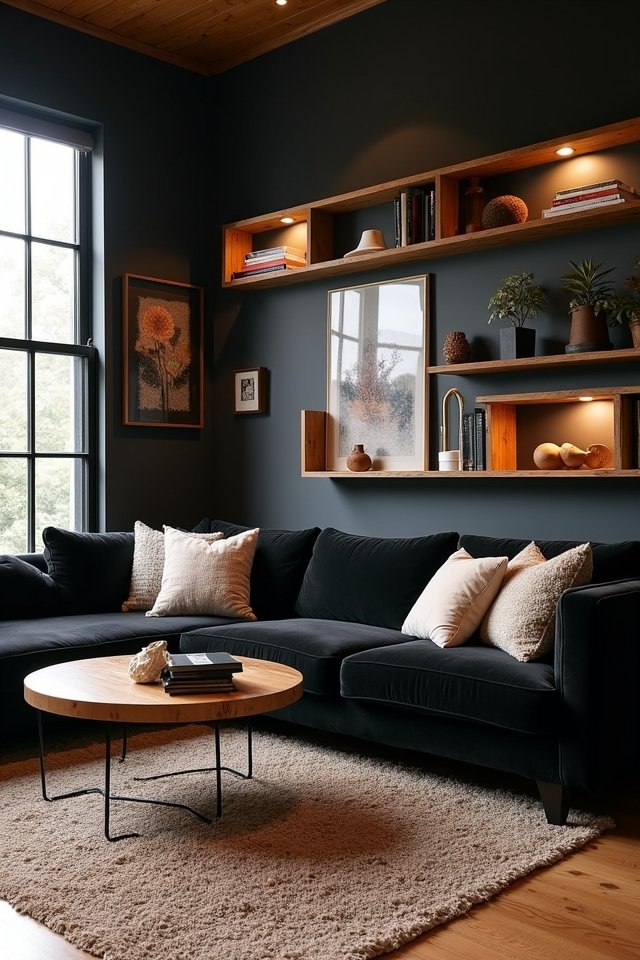 warm wood accents enhance coziness