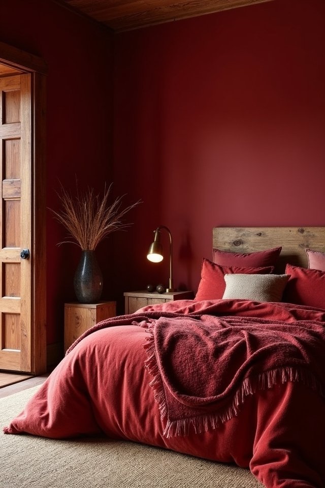 warm wood meets vibrant red