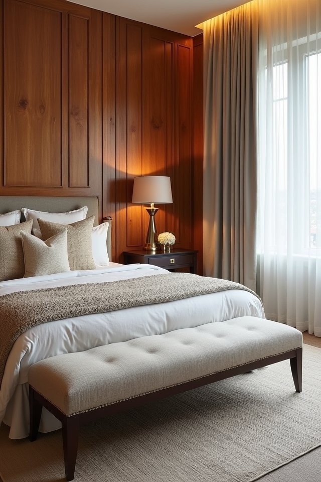 warm wood paneling accents