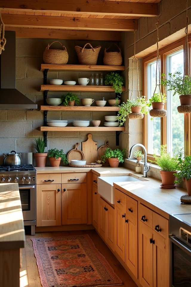 warm wooden accents enhance kitchens