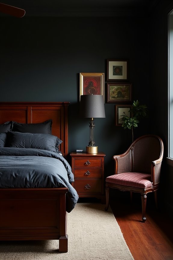 warm wooden bedroom accents