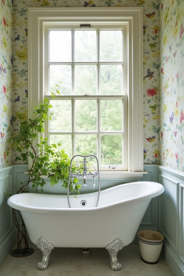 whimsical bathroom bird butterflies