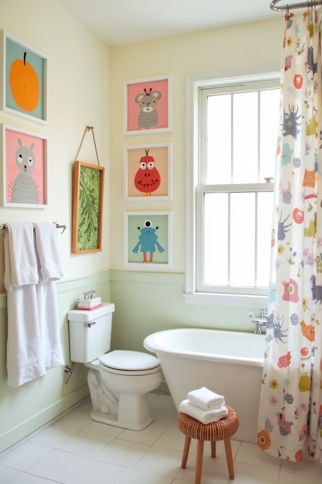 whimsical bathroom cartoon characters