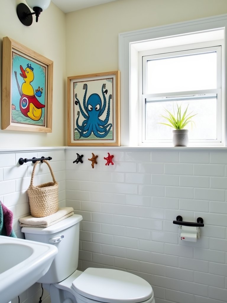 whimsical bathroom cartoon characters