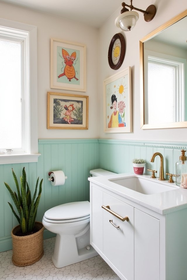 whimsical bathroom illustration magic