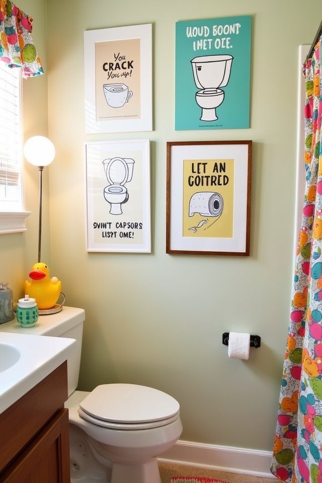 whimsical bathroom pun prints