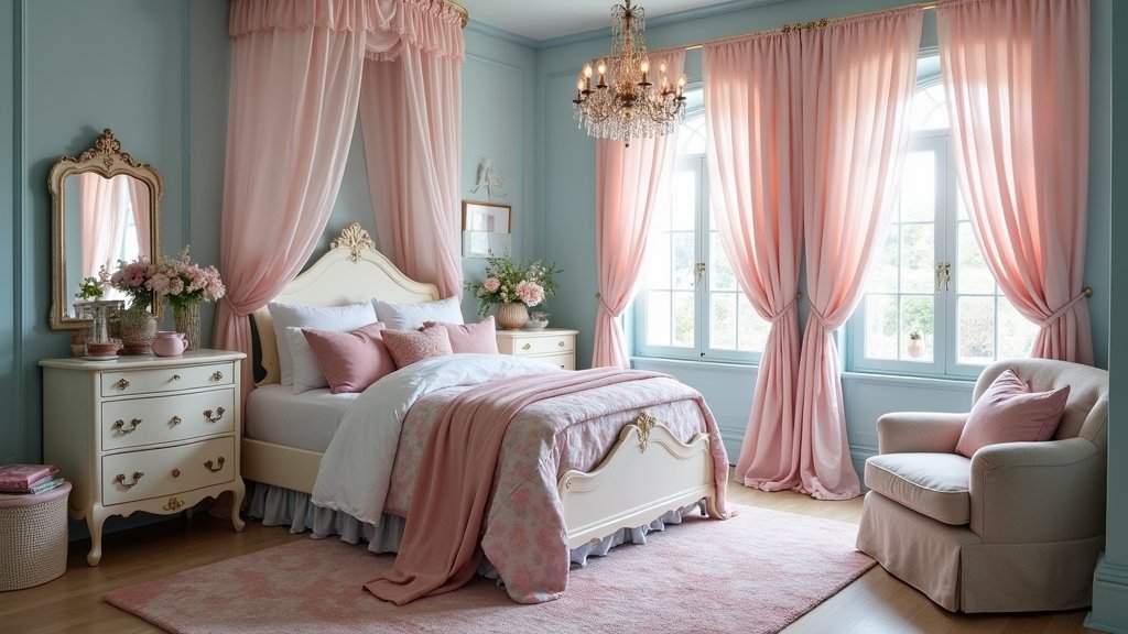 whimsical blue and pink decor