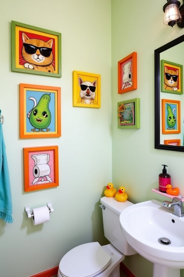 whimsical cartoon bathroom decor