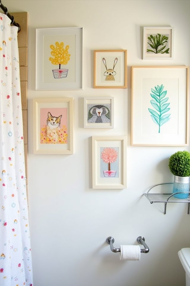 whimsical diy bathroom artwork