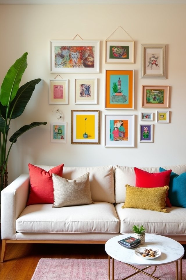 whimsical eclectic gallery wall